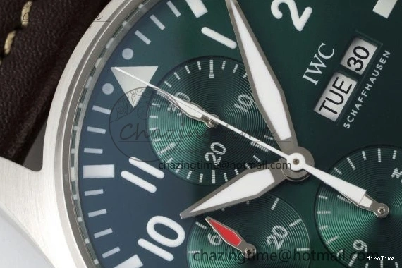MIROTIME 0326 Bright Pilot Chrono SS AZF 1:1 Best Edition Green Dial on Brown Leather Strap A 7059